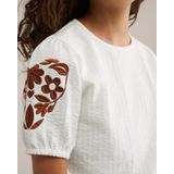 Shirt - Bloemenprint - Jersey - Ronde Hals - Kwartmouw