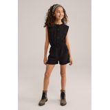 WE Fashion - Meisjes Playsuit - Zwart - Structuur - Regular Fit