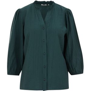 WE Fashion - Blouse - Donkergroen - Driekwart Mouwen - V-hals