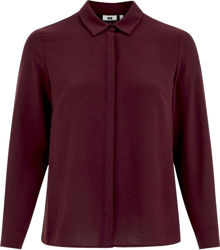 WE Fashion - Blouse - Donkerrood - Rechtvallend Model - Lange Mouwen