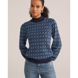 WE Fashion - Gebreide Trui - Marineblauw - Regular Fit - Katoen