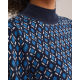 WE Fashion - Gebreide Trui - Marineblauw - Regular Fit - Katoen