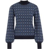 WE Fashion - Gebreide Trui - Marineblauw - Regular Fit - Katoen