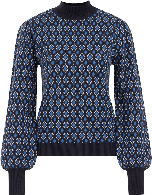 WE Fashion - Gebreide Trui - Marineblauw - Regular Fit - Katoen