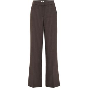 WE Fashion - Wide Leg Broek - Donkerbruin - Regular Waist