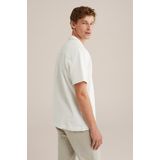 WE Fashion - Heren Overhemd - Gebroken Wit - Seersucker - Regular Fit