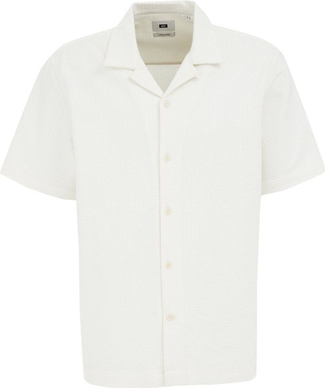 WE Fashion - Heren Overhemd - Gebroken Wit - Seersucker - Regular Fit