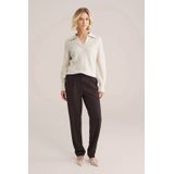 WE Fashion - Dames Tapered fit pantalon - Donkerbruin -  Maat: 32
