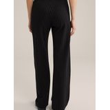 WE Fashion - Dames Regular Fit Jersey Broek - Zwart - Krijtstreep