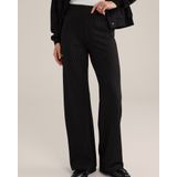 WE Fashion - Dames Regular Fit Jersey Broek - Zwart - Krijtstreep