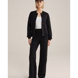 WE Fashion - Dames Regular Fit Jersey Broek - Zwart - Krijtstreep