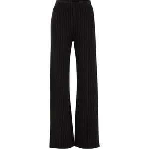 WE Fashion - Dames Regular Fit Jersey Broek - Zwart - Krijtstreep
