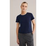 WE Fashion - Dames T-shirt - Donkerblauw - Katoen