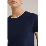 WE Fashion - Dames T-shirt - Donkerblauw - Katoen