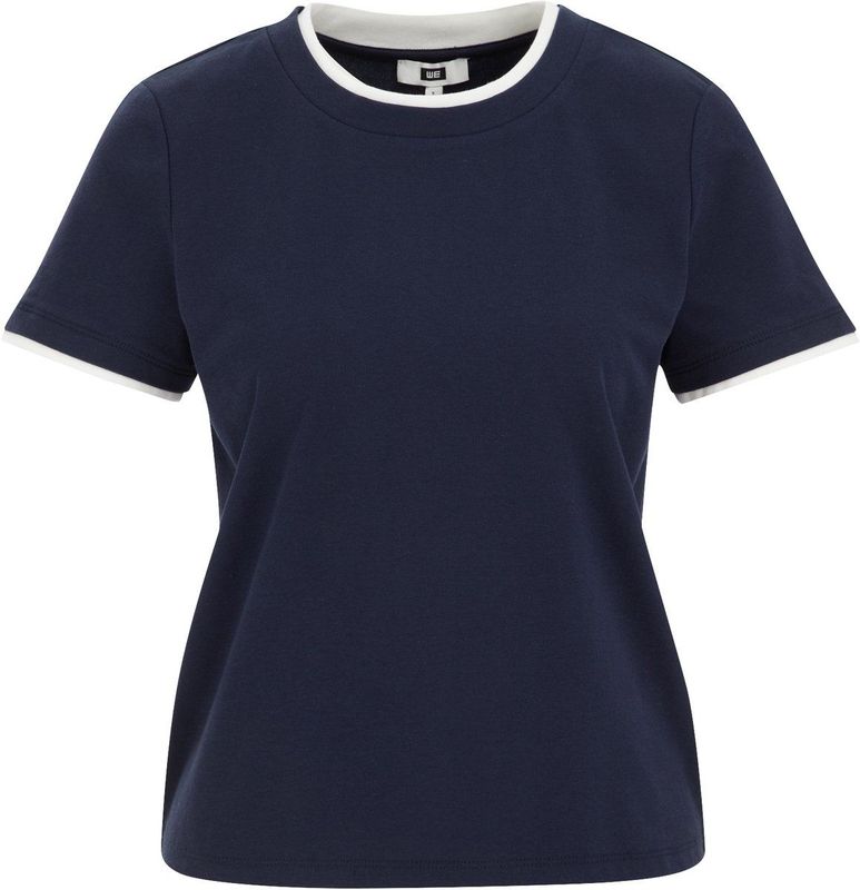 WE Fashion - Dames T-shirt - Donkerblauw - Katoen