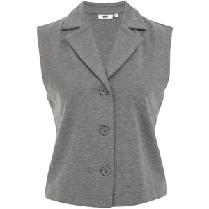 WE Fashion - Dames Jersey Gilet - Blazerkraag - V-hals - Knoopsluiting