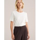 WE Fashion - Dames T-shirt - Gebroken Wit - Regular Fit - Katoen