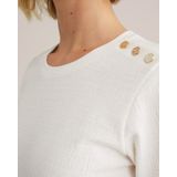 WE Fashion - Dames T-shirt - Gebroken Wit - Regular Fit - Katoen