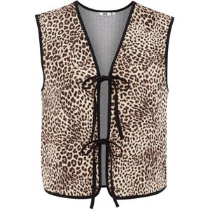 WE Fashion - Dames Gilet - Beige - Regular Fit - Luipaardprint - Katoen