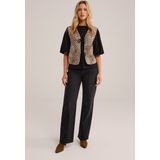 WE Fashion - Dames Gilet - Beige - Regular Fit - Luipaardprint - Katoen