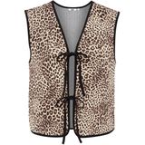 WE Fashion - Dames Gilet - Beige - Regular Fit - Luipaardprint - Katoen
