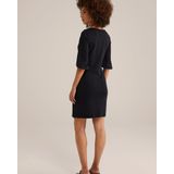 WE Fashion - Dames Jurk - Zwart - Regular Fit - Plooidetail