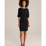 WE Fashion - Dames Jurk - Zwart - Regular Fit - Plooidetail