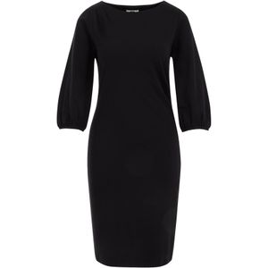 WE Fashion - Dames Jurk - Zwart - Regular Fit - Plooidetail