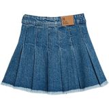 Plooirok - Denim - Mini Lengte - Regular Fit - Gerafelde Onderkant