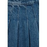 Plooirok - Denim - Mini Lengte - Regular Fit - Gerafelde Onderkant