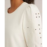 WE Fashion - Sweatshirt - Natuurwit - Effen - Halve Mouw