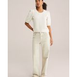 WE Fashion - Sweatshirt - Natuurwit - Effen - Halve Mouw