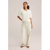 WE Fashion - Sweatshirt - Natuurwit - Effen - Halve Mouw