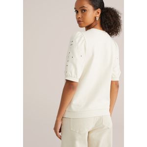 WE Fashion - Sweatshirt - Natuurwit - Effen - Halve Mouw