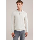 Fundamentals - Heren Regular Fit Fijngebreide Polo - Witgoud - Katoen