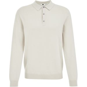 Fundamentals - Heren Regular Fit Fijngebreide Polo - Witgoud - Katoen