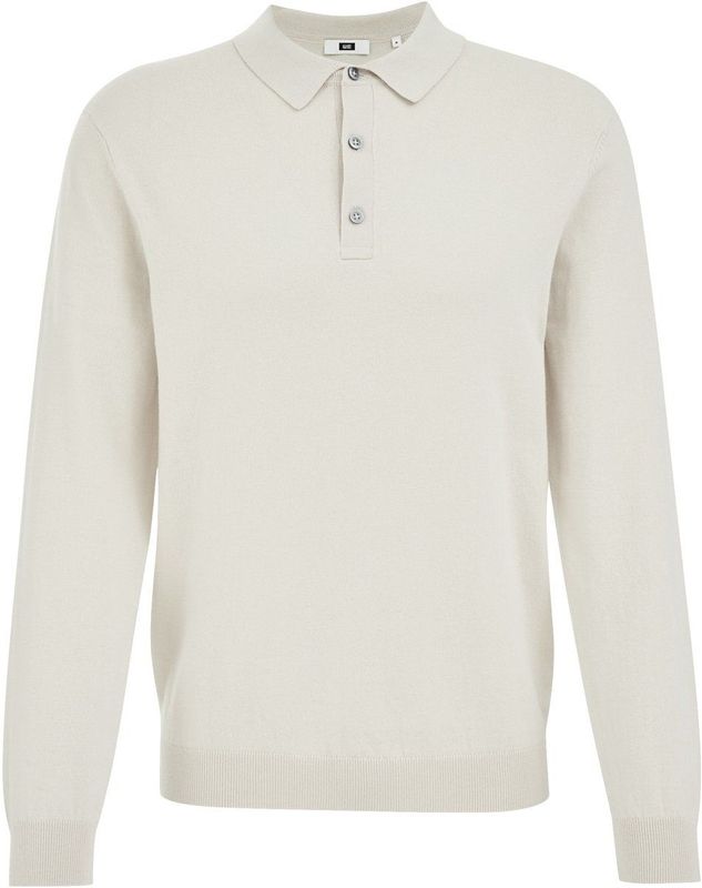 Fundamentals - Heren Regular Fit Fijngebreide Polo - Witgoud - Katoen