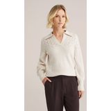 WE Fashion - Gebreide Trui - Regular Fit - Polokraag met V-hals - Pofmouwen