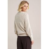 WE Fashion - Gebreide Trui - Regular Fit - Polokraag met V-hals - Pofmouwen