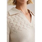 WE Fashion - Gebreide Trui - Regular Fit - Polokraag met V-hals - Pofmouwen