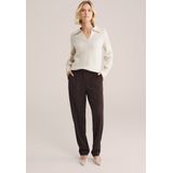 WE Fashion - Gebreide Trui - Regular Fit - Polokraag met V-hals - Pofmouwen