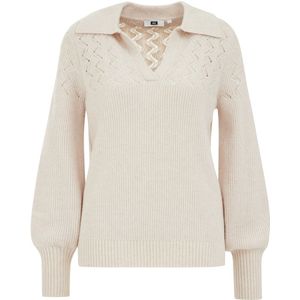 WE Fashion - Gebreide Trui - Regular Fit - Polokraag met V-hals - Pofmouwen