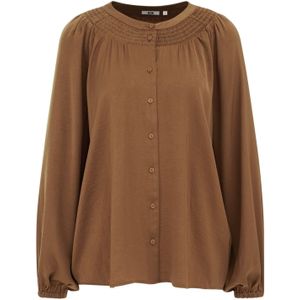 WE Fashion - Blouse - Ombregrijs - Klassieke Blouse - Lange Mouw