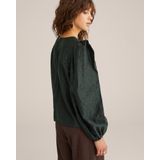 WE Fashion - Blousetop - Donkergroen - Lange Mouwen - Ronde Hals