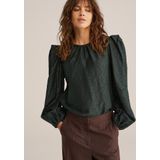 WE Fashion - Blousetop - Donkergroen - Lange Mouwen - Ronde Hals