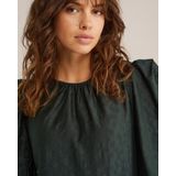 WE Fashion - Blousetop - Donkergroen - Lange Mouwen - Ronde Hals