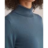 WE Fashion - Dames coltrui - Grijsblauw - Fijngebreid - Regular fit - Katoen