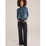 WE Fashion - Dames coltrui - Grijsblauw - Fijngebreid - Regular fit - Katoen