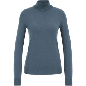 WE Fashion - Dames coltrui - Grijsblauw - Fijngebreid - Regular Fit
