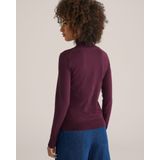 WE Fashion - Dames coltrui - Donkerrood - Fijngebreid - Regular Fit